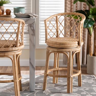 Ayu Rattan Swivel Counter Stool In Natural
