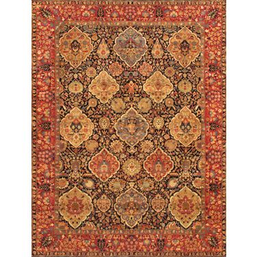 Azerbaijan Collection Hand-Knotted Lamb's Wool Area Rug-11'11" x 18' In Red and Navy