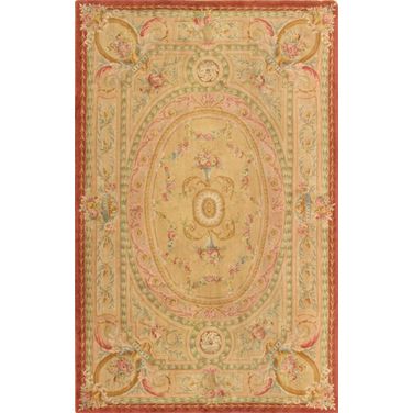 Azerbaijan Collection Hand-Knotted Lamb's Wool Area Rug- 8'11" x 13' 9" In Beige and Rose