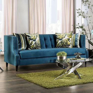 Azuletti Sofa In Dark Teal and Apple Green