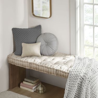 Azza Polyester Chenille Cushion In Ivory