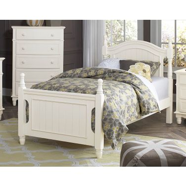 Clementine White Twin Poster Bed
