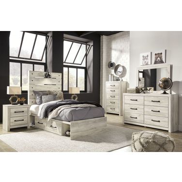Cambeck Whitewash Youth Panel Bedroom Set with Two Underbed Storage