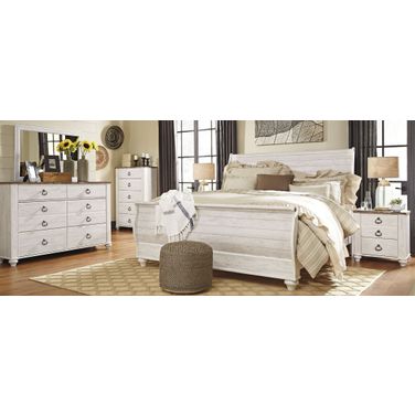 Willowton Whitewash Sleigh Headboard Set