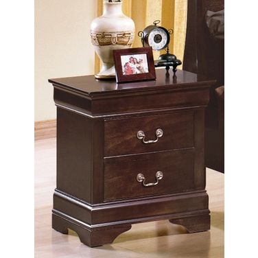 Crown Mark Furniture Louis Philip Nightstand in Dark Cherry