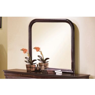 Crown Mark Furniture Louis Philip Dresser Mirror in Dark Cherry