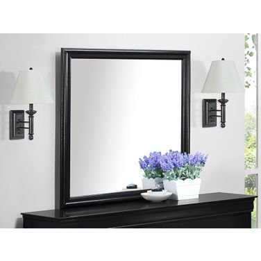 Crown Mark Furniture Louis Philip Dresser Mirror in Black