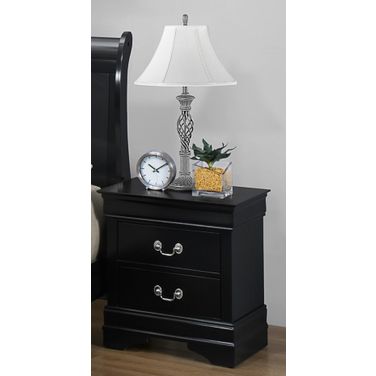 Crown Mark Furniture Louis Philip Nightstand in Black