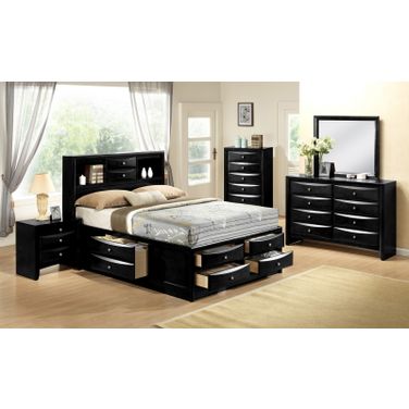 Crown Mark Furniture Emily Captain's Bedroom Set in Black