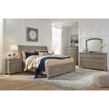 Lettner Light Gray Sleigh Bedroom Set
