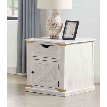 Bacerra End Table In Antique White and Gold