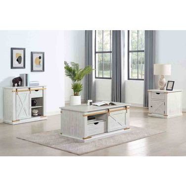Bacerra Occasional Table Set In Antique White and Gold