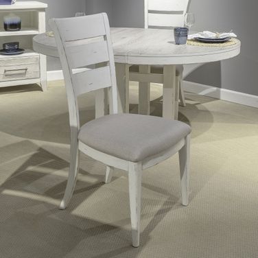 Backroads Ladder Back Side Chair Set of 2 In Weathered White