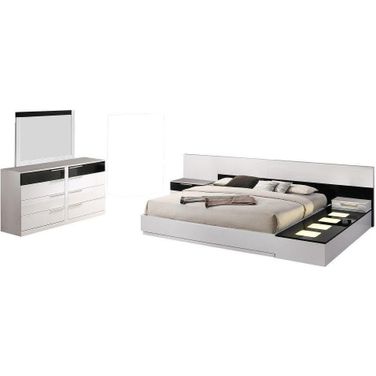 Bahamas 6 Pc California King Platform Bedroom Set With Module Platform Stand White And Black