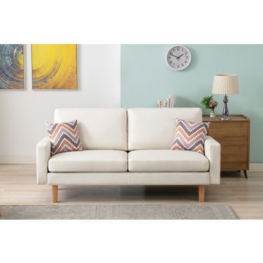 Bahamas 70 Inch Linen Sofa with 2 Throw Pillows In Beige