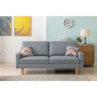 Bahamas 70 Inch Linen Sofa with 2 Throw Pillows In Gray