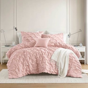 Bailey Diamond Pucker Woven Comforter Set In Pink