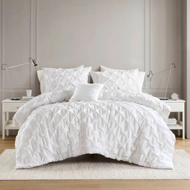 Bailey Diamond Pucker Woven Comforter Set In White