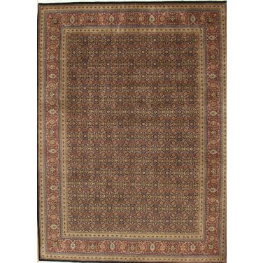 Baku Collection Hand-Knotted Lamb's Wool Area Rug-12' 2" x 15' 3" In Navy and Rust