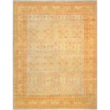 Baku Collection Hand-Knotted Lamb's Wool Area Rug-12' x 15' 8" In Light Blue and Yellow