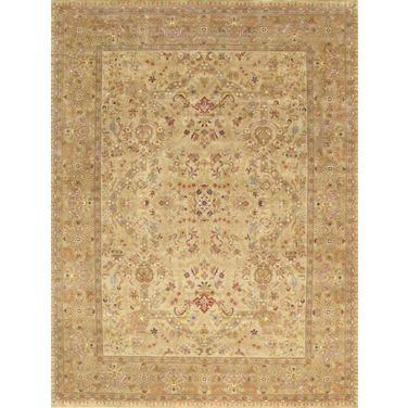 Baku Collection Hand-Knotted Lamb's Wool Area Rug- 13' 11" x 18' 3" In Gold and Beige