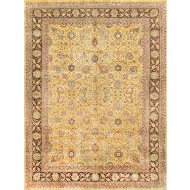 Baku Collection Hand-Knotted Lamb's Wool Area Rug- 8' 10" x 11' 10" In Brown and Gold