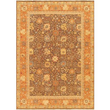 Baku Collection Hand-Knotted Lamb's Wool Area Rug- 9'10" x 13' 8" In Brown and Rust
