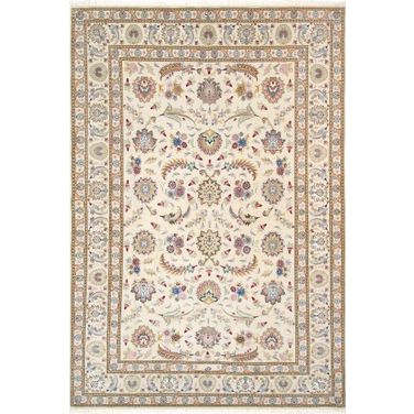 Baku Colletion Hand-Knotted Silk and Wool Area Rug- 5' 6" x 8' 4" In Ivory