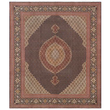 Baku Colletion Hand-Knotted Silk and Wool Area Rug- 8' 3" x 9'10" In Navy