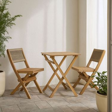 Balcony Outdoor Foldable Bistro Set In Natural