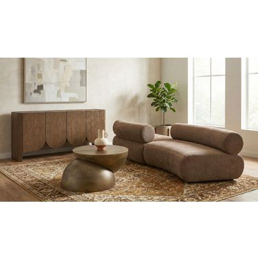 Bale 108 Inch Chenille Fabric Upholstered 2-Piece Modular Sectional In Brown