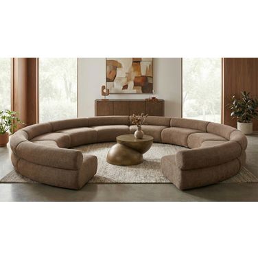 Bale 202 Inch Chenille Fabric Upholstered 10-Piece Modular Sectional In Brown