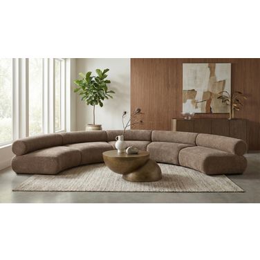 Bale 202 Inch Chenille Fabric Upholstered 5-Piece Modular Sectional In Brown