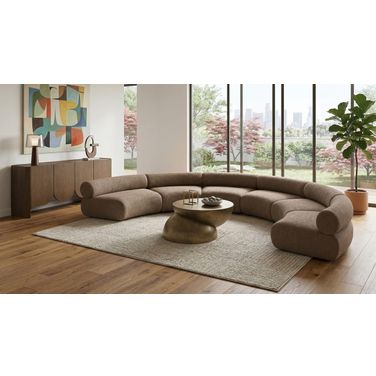 Bale 202 Inch Chenille Fabric Upholstered 6-Piece Modular Sectional In Brown
