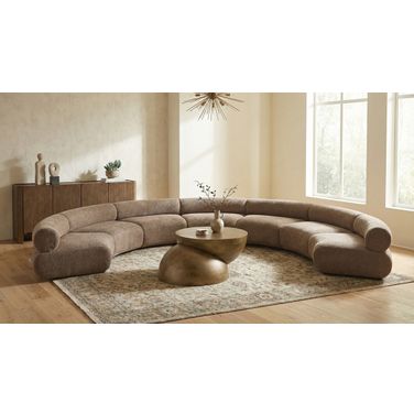 Bale 202 Inch Chenille Fabric Upholstered 7-Piece Modular Sectional In Brown