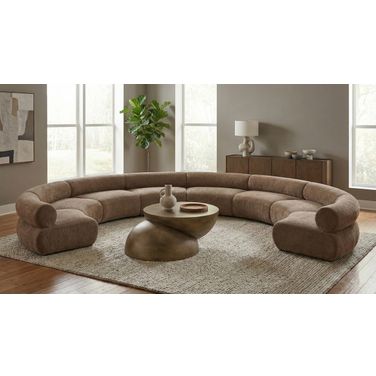 Bale 202 Inch Chenille Fabric Upholstered 8-Piece Modular Sectional In Brown