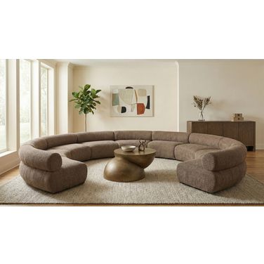 Bale 202 Inch Chenille Fabric Upholstered 9-Piece Modular Sectional In Brown