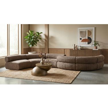 Bale 280 Inch Chenille Fabric Upholstered 6-Piece Modular Sectional In Brown