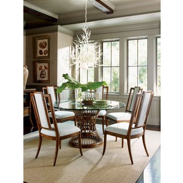 Bali Hai Sunset Latitude Glass Top 60 Inch Dining Room Set