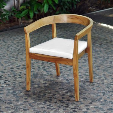 Bali Teak Dining Arm Chairs with Cushions In Natural - Set of 2