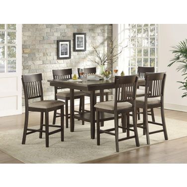 Balin Dark Brown Lazy Susan Counter Height Dining Room Set