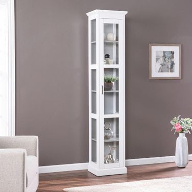 Balterley Tall Curio With Glass Door In White