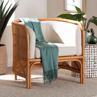 Bandung Rattan Accent Chair In Light Honey