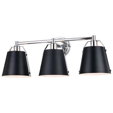 Barrington 24.25 Inch 3 Light Vanity In Matte Black and Chrome