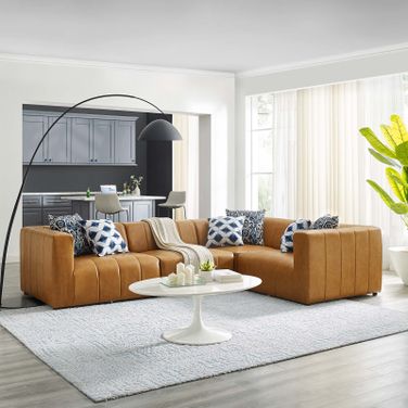 Bartlett Vegan Leather 4-Piece Sectional Sofa In Tan