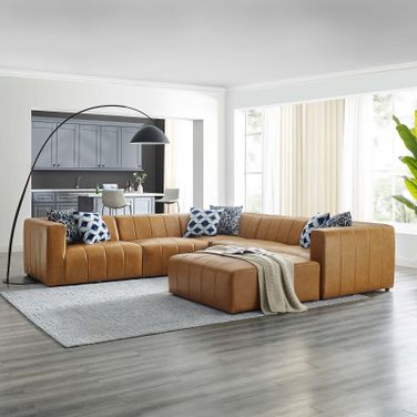 Bartlett Vegan Leather 6-Piece Sectional Sofa In Tan