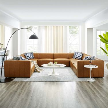 Bartlett Vegan Leather 8-Piece Sectional Sofa In Tan