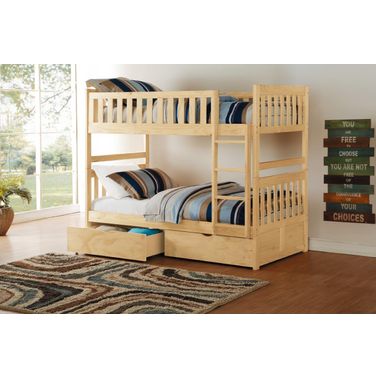 Bartly Natural Pine Youth Bunk Bedroom Set With Storage Boxes