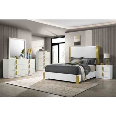 Basildon Queen Bed In White and Gold
