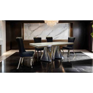 Basilicata Dining Room Set In Chrome